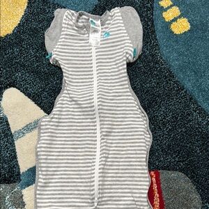 Love to Dream Gray and White Striped Swaddle